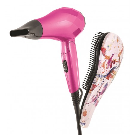 Sèche cheveux de voyage pliable + brosse méli mélo Summer édition