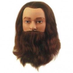 Tête d'apprentissage coiffure / coupe homme / barbe / tête malléable / cheveux humains